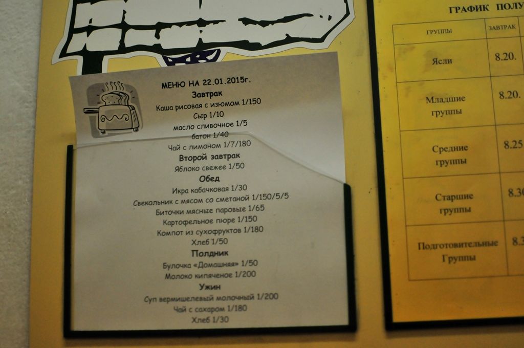 Меню на день